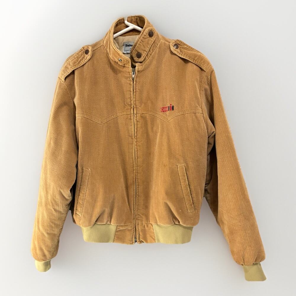 Vintage 1988 Swingster Corduroy Bomber Jacket Case IH Sz Lg Made In USA Rare